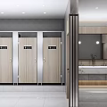 Public Restroom Modern Interior Design With Clean Stalls Washbasins And Mirrors