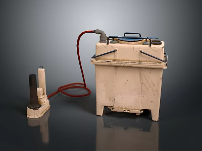 Portable Industrial Equipment With White Container Red Hose Metal Handles And Small Device 3d model