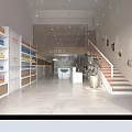 Modern Mall Store Interior With Shelves Staircase And Green Plant