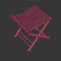 Foldable Wooden Stool With Handwoven Wicker Seat And Natural Craft Design