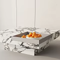 Modern Marble Coffee Table With Square Tray And Fresh Oranges On Top 3d model
