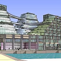 Modern Office Building Complex With Glass Facade Green Roof And Landscaped Terraces
