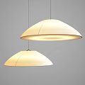 Two Modern Dome Shaped Pendant Lights In Minimalist Interior Design 3d model