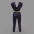 Purple Deep V Neck Jumpsuit With Gold Belt Elegant Fitted Design