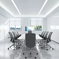 Modern Conference Room Interior Design With Long Table Gray Chairs And Large Screen 3d model