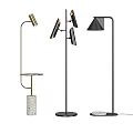 Modern Floor Lamps With Different Designs Marble Base And Metal Structure 3d model