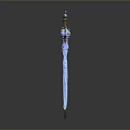 Enchanted Sword With Blue Purple Gradient Blade Ornate Hilt And Glowing Tip Design