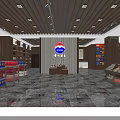 Modern Spacious Tobacco and Alcohol Store Interior With Shelves Product Displays And Marble Floor