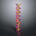 Colorful DNA Double Helix Molecular Structure 3D Rendering on Dark Background 3d model