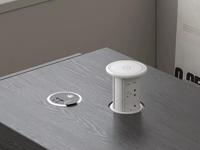 Sleek White Pop Up Desk Power Socket Switch Panel With Multiple Outlets 3d model
