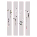 Traditional Chinese Scroll Paintings With Ink Plant Art And Calligraphy Panels
