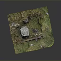 Detailed Terrain Model Featuring Green Grass White Stone And Brown Structure 3d model