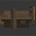 Traditional Rustic House Building With Thatched Roof Stone Wood Structure And Watermill