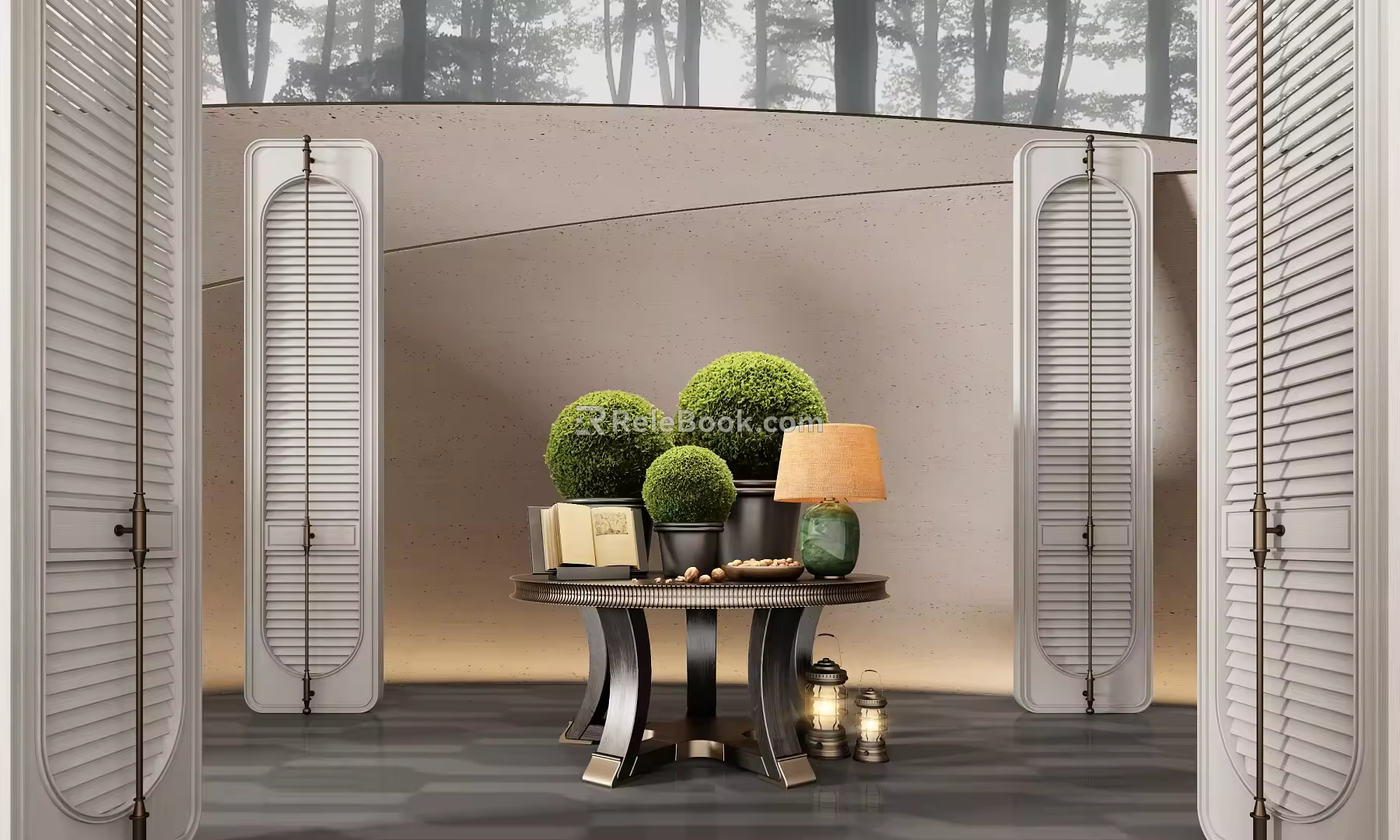 CCD Hotel End View Table Ornaments Floriculture Combination Green Plant Table Lamp Table Moss 3d model