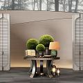 CCD Hotel End View Table Ornaments Floriculture Combination Green Plant Table Lamp Table Moss 3d model