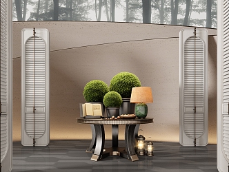 CCD Hotel End View Table Ornaments Floriculture Combination Green Plant Table Lamp Table Moss 3d model