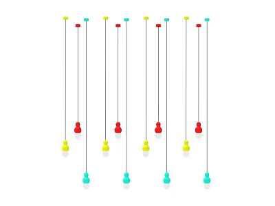 Modern Colorful Pendant Lights Hanging with Red Yellow Blue Green Shades 3d model