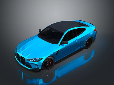 Blue Sports Car With Black Roof Sporty Design Sleek Body Red Brake Calipers Reflective Surface 3d model