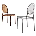 Modern Transparent Leisure Chairs With Brown And Clear Acrylic Round Backrest And Slim Legs