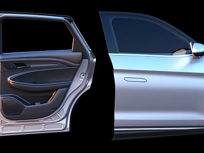 Detailed Car Door Panel With Exterior Side View And Modern Design Elements 3d model