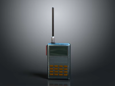 Vintage Handheld Electronic Device With Long Antenna Display Screen And Keypad 3d model