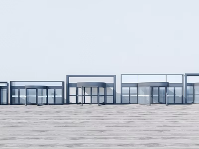 Modern Long Strip Architecture Featuring Glass Curtain Wall And Open Facade 3d model