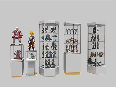 Glass Display Shelves In Various Designs With Multiple Layers For Figurine Showcase 3d model