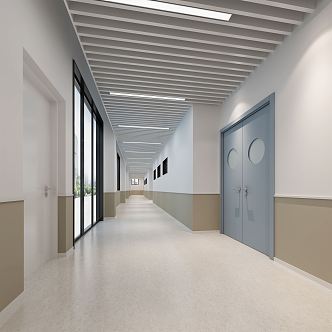 Modern aisle kindergarten walkway 3d model