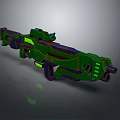 Futuristic Sci Fi Gun Weapon With Green Purple And Neon Green Luminous Design
