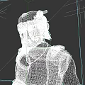 Bald Game Movie Character With Blindfold Beard Leather Armor And Mystic Runes