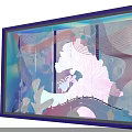 Kinder Joy Themed Store Window Decoration With Red Background Lip Shapes Bananas And Ice Cream