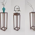 Modern Minimalist Plant Stand With Wooden Frame And Small Potted Plants For Home Decoration
