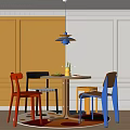 Memphis Dining Table and Chair Combination Dopamine Dining Table Middle Ancient 3d model