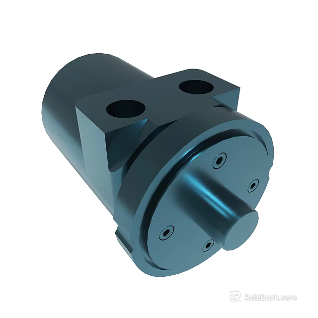 Industrial Metal Hydraulic Cylinder Component With Mounting Brackets And Bolt Holes 3d model 