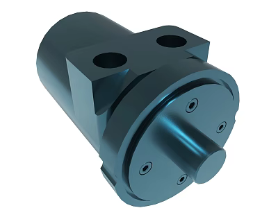 Industrial Metal Hydraulic Cylinder Component With Mounting Brackets And Bolt Holes 3d model