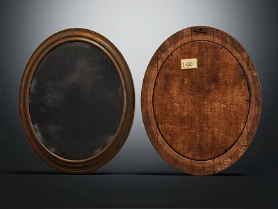 Vintage Oval Wooden Framed Panels With Black And Labeled Wooden Surfaces 3d model