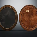 Vintage Oval Wooden Framed Panels With Black And Labeled Wooden Surfaces