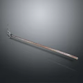 Rustic Metal Long Pole Tool With Hook On Gray Gradient Background