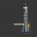Industrial Processing Equipment With Cylindrical Tower Green Pump And Metal Pipes