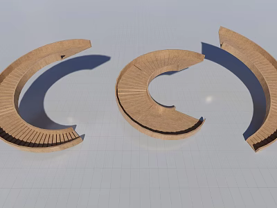 Modern Wooden Spiral Staircase Design With Curved Steps And Natural Light 3d model