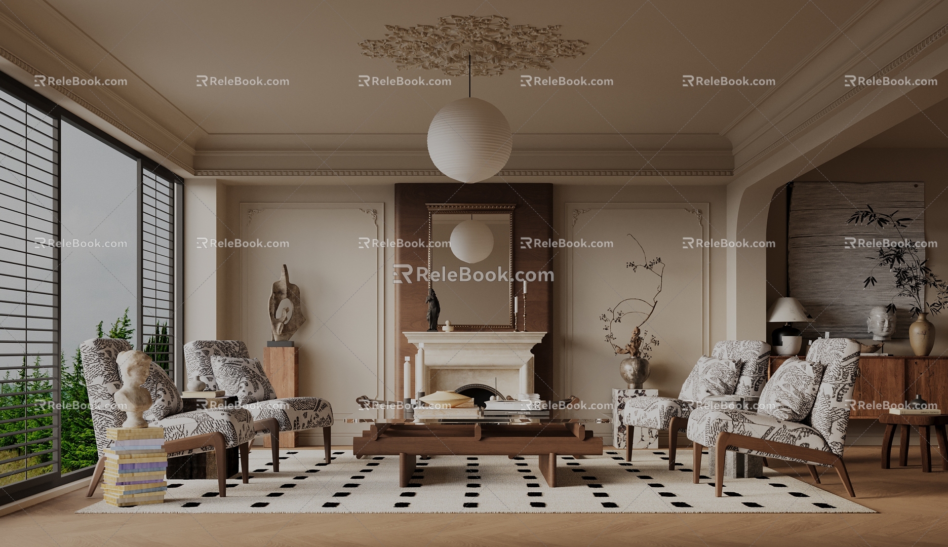 Antique Living Room French Antique Living Room Vintage French Retro Chinese Retro Living Room 3d model