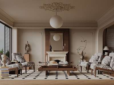 Antique Living Room French Antique Living Room Vintage French Retro Chinese Retro Living Room 3d model