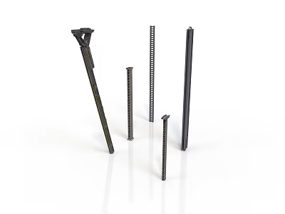 Industrial Metal Rods And Threaded Equipment With Various Lengths And Perforated Designs 3d model