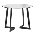 Modern Round Dining Table With Sleek Surface And Black Geometric Support Legs 3d model