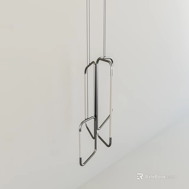 Modern Minimalist Metallic Chandelier With Linear Geometric Design For Interior Decoration Space 3d model 