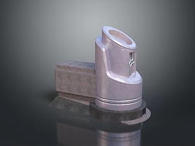 Natural Landscape With Metallic Cylindrical And Square Shiny Structures 3d model