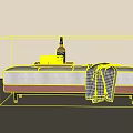 White Upholstered Sofa Bench With Pink Base Gold Legs Tray Bottle Glasses And Plaid Blanket