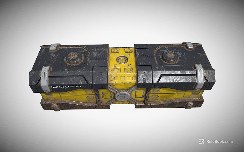 Sturdy Industrial Equipment With Yellow Black Design Circular Components Control Buttons And Metal Structure 3d model 