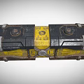 Sturdy Industrial Equipment With Yellow Black Design Circular Components Control Buttons And Metal Structure
