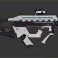 Futuristic Sci Fi Weapon With Sleek White Blue Design And Tactical Scope 3d model